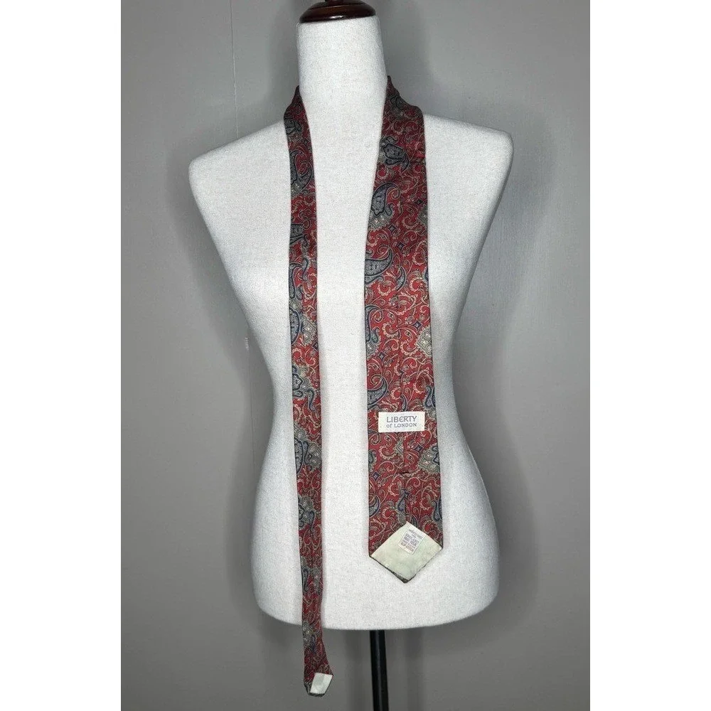 Liberty of London Silk Tie Red Paisley Navy Gold Luxury Mens‎ Necktie